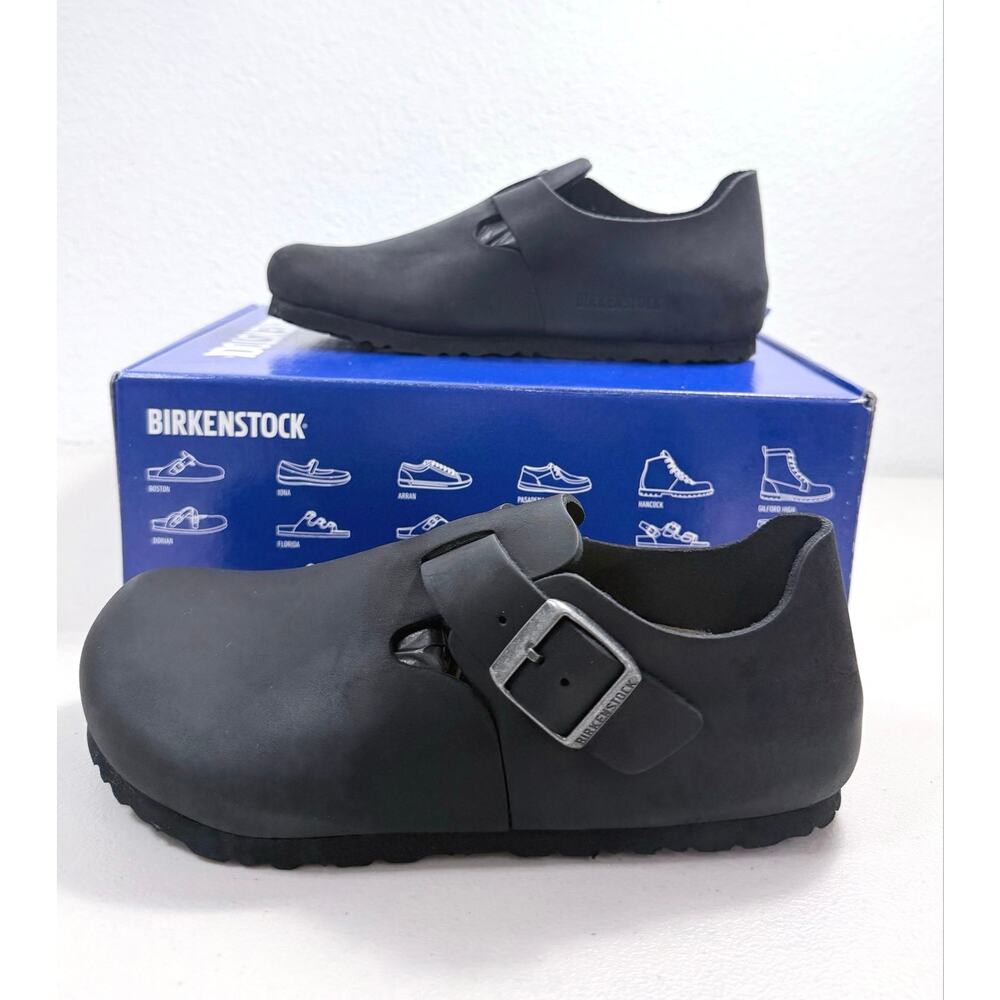 Birkenstock London BS Black Oiled Leather Clog Shoes Women’s 5 EU 36 Regular